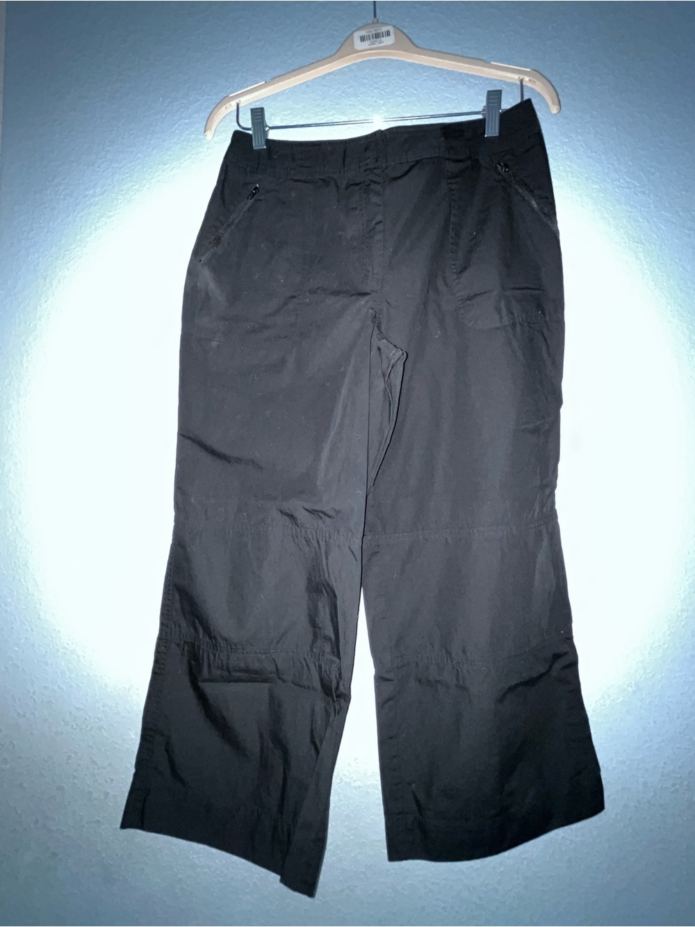 Spiegel Black Wide-Leg Cropped Pants